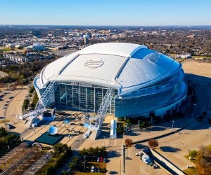 arial shot of AT&T Stadium in Arlington, TX, where 2026 FIFA World Cup games will be held